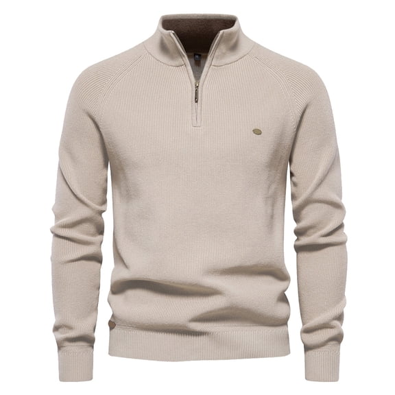 DHFJKG Mens Quqrter Zip Sweaters Solid Color Reglan Long Sleeve Stand Collar Knit Pullover Business Casual Dress Sweater Winter Cozy Jumper Tops