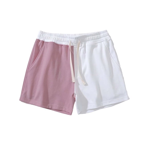 DHFJKG Mens Running Shorts Color Block Casual Summer Relaxed Fit Drawstring Shorts With Pockets Sportswear Comfortable Bottoms