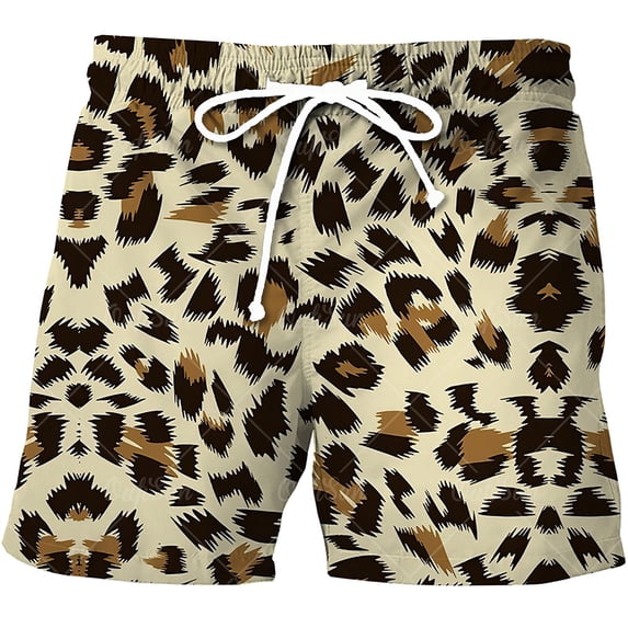 DHFJKG Mens Shorts Lightweight Sports Leopard Print Drawstring Shorts For Men Beach Vacation Clothes Classic Bottoms