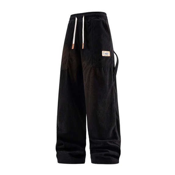 DHFJKG Mens Sweatpants Joggers Corduroy Wide Leg Loose Fit Elastic Waist Pants With Drawstring Stylish Trousers