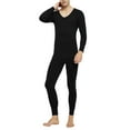 thumbnail image 1 of DHFJKG Mens Thermal Base Layer Long John Set Fuzzy Lining Warm Underwear Slim Fit Long Sleeve V Neck Top Bottom Outfits Soft 2 Piece Sets, 1 of 7