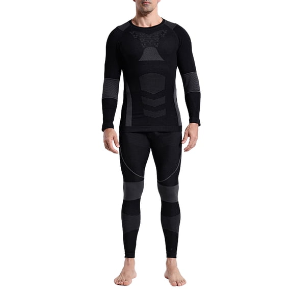 DHFJKG Mens Thermal Base Layer Ski Wear 2 Piece Set Breathable Quick-Dry Long Sleeve Shirt And Pants For Athletic Training Snow Sports Soft Outfit