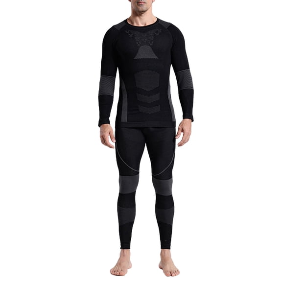 DHFJKG Mens Thermal Base Layer Ski Wear 2 Piece Set Breathable Quick-Dry Long Sleeve Shirt And Pants For Athletic Training Snow Sports Soft Outfit