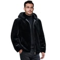 thumbnail image 1 of DHFJKG Mens Thick Fuzzy Coat Zip Up Hoodies Long Sleeve Hooded Jackets With Pockets Casual Solid Color Warm Cozy Outerwear, 1 of 9