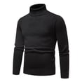 thumbnail image 1 of DHFJKG Mens Turtleneck Knitted Base Pullover Sweaters Slim Fit Solid Color Long Sleeve Layering Tops With Ribbing Edge Knitwear Classic Jumper Tops, 1 of 4