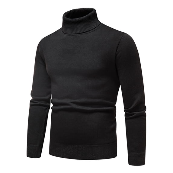 DHFJKG Mens Turtleneck Knitted Base Pullover Sweaters Slim Fit Solid Color Long Sleeve Layering Tops With Ribbing Edge Knitwear Classic Jumper Tops