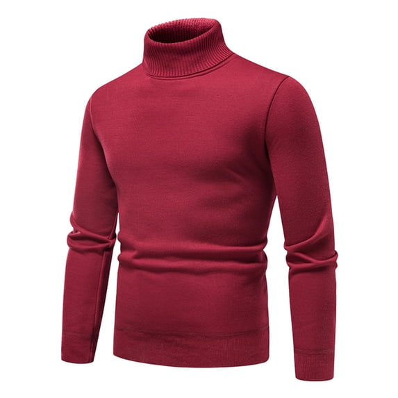 DHFJKG Mens Turtleneck Knitted Base Pullover Sweaters Slim Fit Solid Color Long Sleeve Layering Tops With Ribbing Edge Knitwear Soft Jumper Tops
