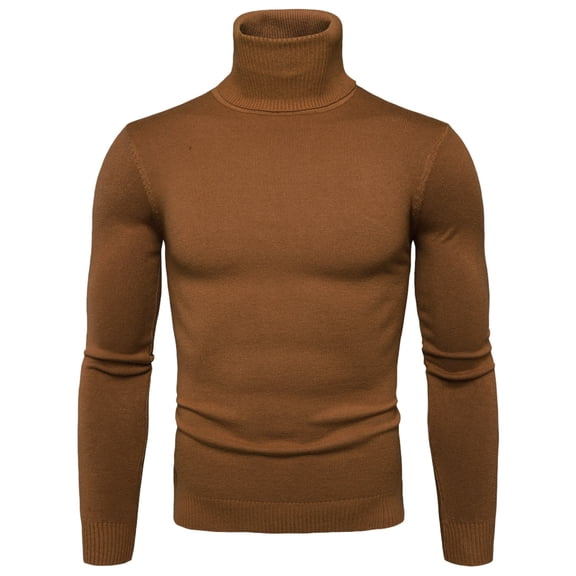 DHFJKG Mens Turtleneck Sweater Base Layer Slim Fit Solid Color Long Sleeve Fitting Top Knitwear Autumn Winter Classic Jumper Tops
