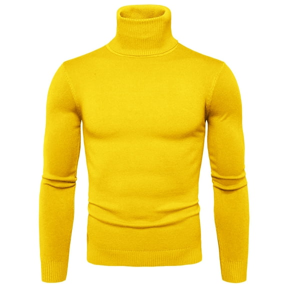 DHFJKG Mens Turtleneck Sweater Base Layer Slim Fit Solid Color Long Sleeve Fitting Top Knitwear Autumn Winter Leisure Jumper Tops