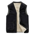 thumbnail image 1 of DHFJKG Mens Vest Sleeveless V-Neck Solid Color Lamb Fitted Zipper Vest Coat With Pockets Trendy Jackets, 1 of 3