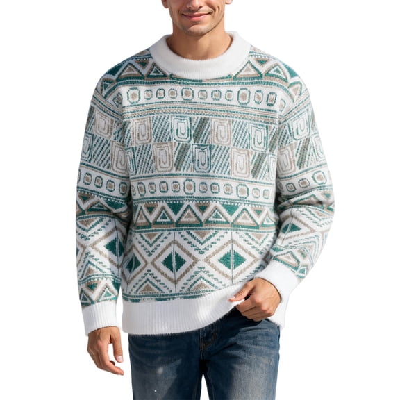 DHFJKG Mens Vintage Knit Sweaters Loose Fit Crew High Neck Long Sleeve Knitted Pullover Warm Fall Winter Comfort Jumper Tops
