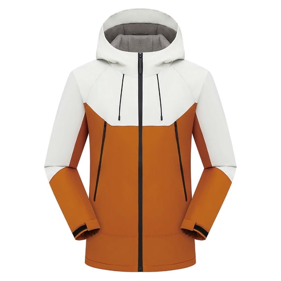 DHFJKG Mens Windbreaker Hardshell Jacket Fuzzy Lining Windproof Hooded Outdoor Mediun Length Zipper Utility Coat For Cold Weather Versatile Outerwear