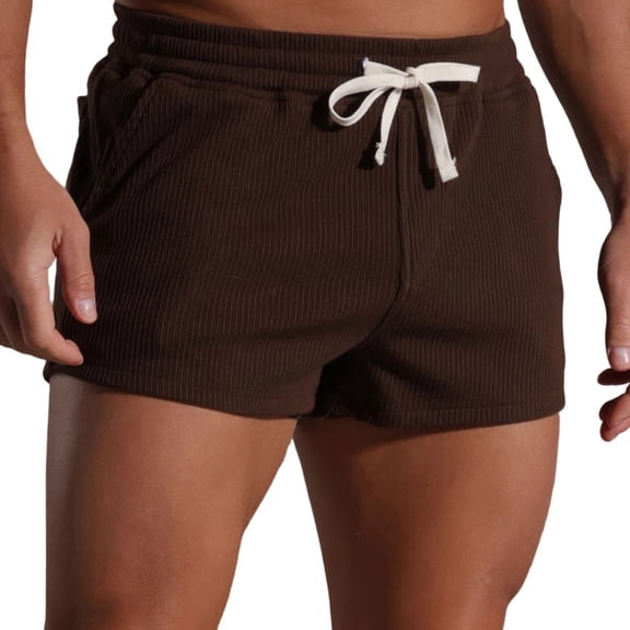 DHFJKG Mens Workout Gym Shorts Casual Ribbed Lightweight Athletic Running Elastic Waist Drawstring Shorts Classic Bottoms