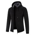 thumbnail image 1 of DHFJKG Mens Zip Up Hooded Sweater Jackets With Fuzzy Lining Solid Color Warm Cardigan Knitted Hoodies Coat With Pockets Classic Outerwear, 1 of 5