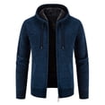 thumbnail image 1 of DHFJKG Mens Zip Up Hooded Sweater Jackets With Fuzzy Lining Solid Color Warm Cardigan Knitted Hoodies Coat With Pockets Leisure Outerwear, 1 of 8