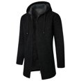 thumbnail image 1 of DHFJKG Mens Zip Up Hooded Sweater Jackets With Thick Fuzzy Lining Mediun Length Solid Color Warm Cardigan Knitted Hoodies Coat Soft Outerwear, 1 of 4
