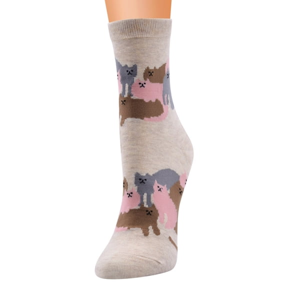 DHFJKG Mid Calf Socks For Women Cut Cat Pattern Breathable Socks For Daily Wear