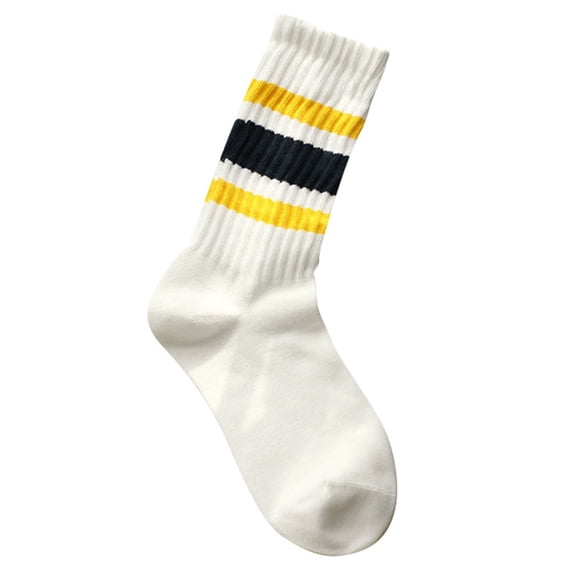 DHFJKG Mid Calf Socks For Women Sporty Retro Striped Textured Ribbed Soft Summer Casual Socks