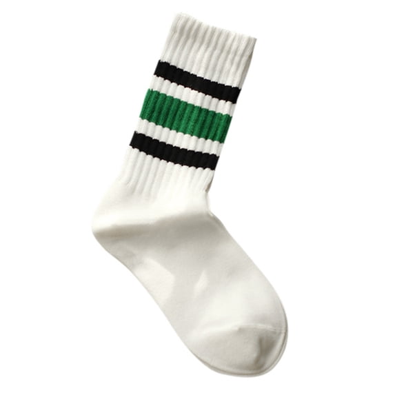 DHFJKG Mid Calf Socks For Women Sporty Retro Striped Textured Ribbed Soft Summer Casual Socks