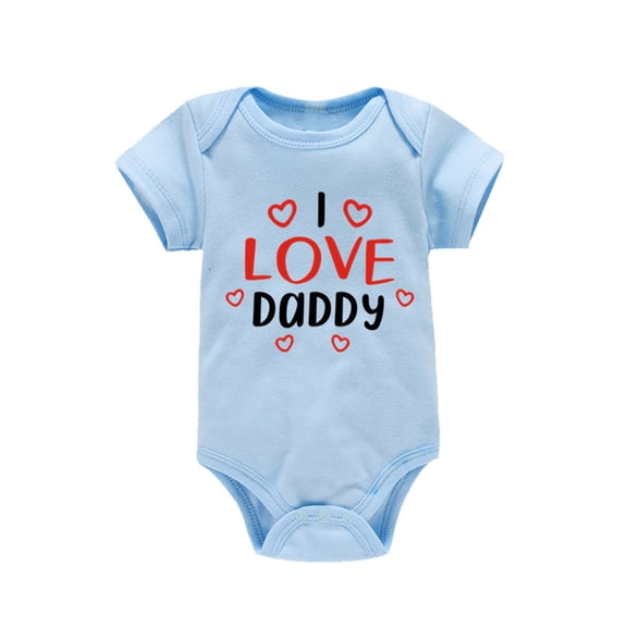 DHFJKG Baby Bodysuit Toddler Girls Boys Letter Heart Print Valentine's Day Short Sleeve Romper 0-24M Soft Onesie