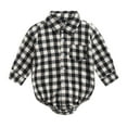 thumbnail image 1 of DHFJKG Newborn Baby Plaid Shirt Bodysuit Romper Boys Girls Long Sleeve Turndown Collar Clothes Gentleman Suit Outfits Cozy Onesies, 1 of 9