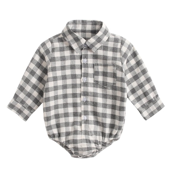 DHFJKG Baby Plaid Shirt Bodysuit Romper Boys Girls Long Sleeve Turndown Collar Clothes Gentleman Suit Outfits Lovely Onesies