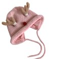 thumbnail image 1 of DHFJKG Newborn Baby Unisex Christmas Knitted Hats With Reindeer Ears Tie Back Adjustable Warm Beanie Autumn Winter Comfort Hats, 1 of 4
