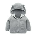 thumbnail image 1 of DHFJKG Newborn Boys Girls Teddy Jacket Windproof Hooded With Ears Solid Color Fuzzy Jacket For Kids Warm Cute Comfort Outerwear, 1 of 3