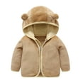 thumbnail image 1 of DHFJKG Newborn Boys Girls Teddy Jacket Windproof Hooded With Ears Solid Color Fuzzy Jacket For Kids Warm Cute Comfort Outerwear, 1 of 3