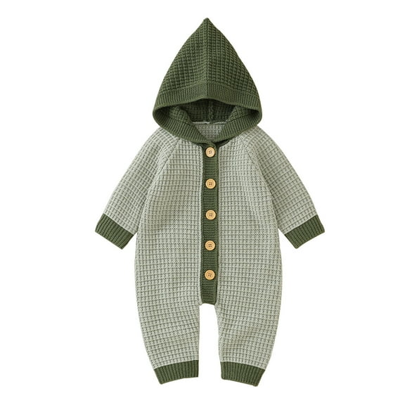 DHFJKG Newborn Knitted Jumpsuits Hoodies Sweater Infant Long Sleeve Boys Girls Knit Striped Romper Cozy Onesies