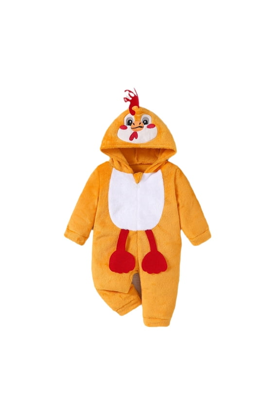 Thanksgiving Animals Turkey Jumpsuits Hooded Long Sleeve Embroidery Fuzzy Zipper Romper Toddler Boys Girls 0-18 Months Soft Onesies