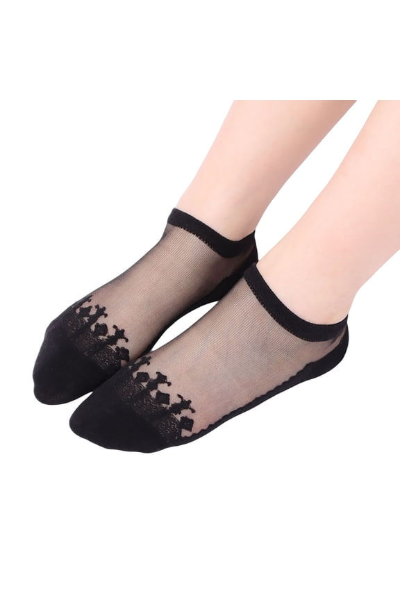 No Show Socks For Women Lace Socks Sexy Mesh Sheer Low Cut Summer Non- Sock