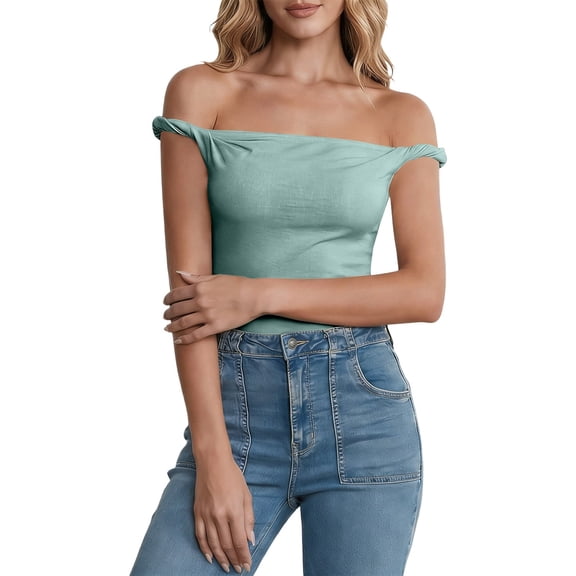 DHFJKG Off Shoulder Camisole Tops For Women Sexy Slim Fit Stretchy Soft Basic Ribbed Tank Clothes Summer Night Out Wear Versatile Top