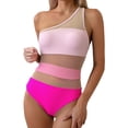 thumbnail image 1 of DHFJKG One Piece Swimsuit Women Sexy Mesh Sheer One Shoulder Bathing Suit Sexy See Through High Cut Soft Beachwear, 1 of 4