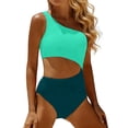 thumbnail image 1 of DHFJKG One Piece Swimsuit Women Tummy Control Bathing Suit One Shoulder Hallow Out Monokini Full Coverage Color Block Cozy Beachwear, 1 of 9