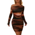 thumbnail image 1 of DHFJKG One Shoulder Bodycon Women Long Sleeve Mini Dress Asymmetric Slim Fit Tie Dye Casual Dresses Club Party Wear Stylish Dresses, 1 of 7