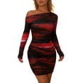 thumbnail image 1 of DHFJKG One Shoulder Bodycon Women Long Sleeve Mini Dress Asymmetric Slim Fit Tie Dye Casual Dresses Club Party Wear Trendy Dresses, 1 of 7