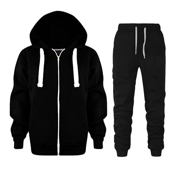 DHFJKG Outfit Boys Girls Solid Color Outfits Long Sleeve Zip Up Drawstring Hooded Pockets Jackets And Elastic Waist Jogger Pants Sportswear Classic Set