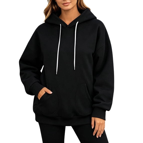 DHFJKG Oversized Hoodies For Women With Front Pockets Fall Winter Casual Pullover Long Sleeve Sweatshirts