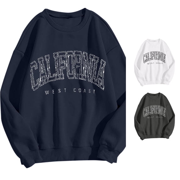 DHFJKG Oversized Sweatshirt For Women Drop Shoulder Letter Graphic Long Sleeve Crew Neck Fall Pullover Tops