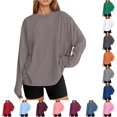 thumbnail image 1 of DHFJKG Oversized Tshirts For Women Long Sleeve Casual Basic Tee Round Neck Baggy Streetwear Spring Fall Fashion Top, 1 of 6