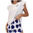 thumbnail image 1 of DHFJKG Pajamas For Women Set Ruffle Sleeveless Shorts Set Valentine's Day Heart Printed Soft Sleepwear 2 Piece Set Relaxed Fit Home Clothes, 1 of 4