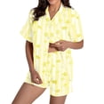 thumbnail image 1 of DHFJKG Pajamas For Women Set Two Piece Outfits Short Sleeve Sleepwear Printed Button Up Lapel Shirts Shorts Loungewear Set Cozy Home Clothes, 1 of 7