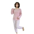 thumbnail image 1 of DHFJKG Pajamas For Women Set Flannel Winter Sleepwear Long Sleeve Loose Fit Top Elastic Waist Ankle-Tied Plaid Pants 2 Piece Loungewear Fuzzy Soft Homewear, 1 of 6