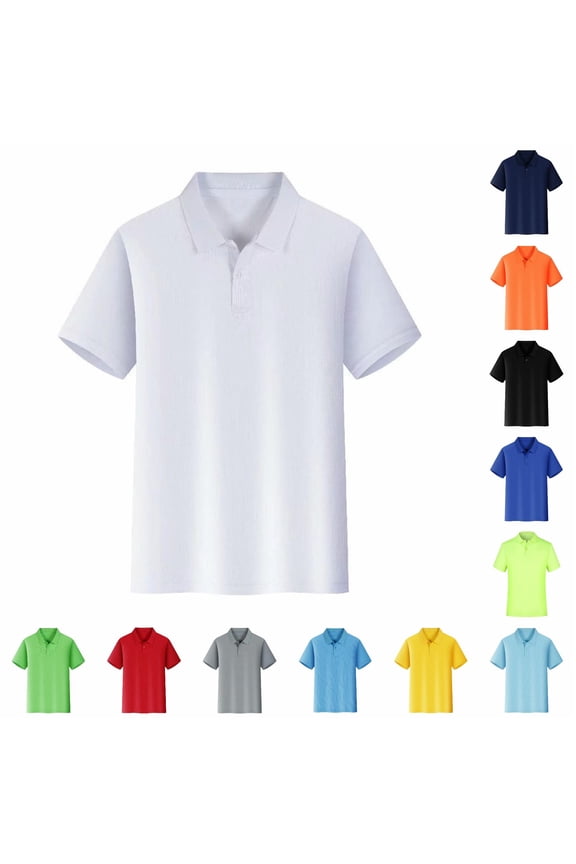 Polo Shirts For Men Women Workwear Uniform Summer Breathable Solid Color Short Sleeve Lapel Shirt Basic Top