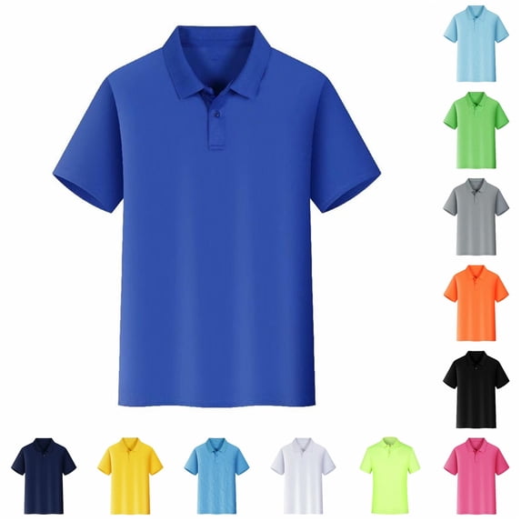 DHFJKG Polo Shirts For Men Women Workwear Uniform Summer Breathable Solid Color Short Sleeve Lapel Shirt Basic Top