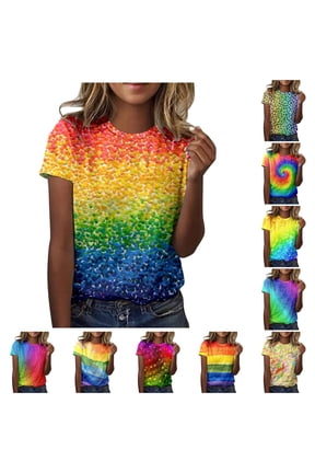 Pride Shirt For Womens Rainbow Printed T Shirts Short Sleeve Crew Neck Loose Fit Graphic Tee Stylish Tops