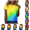 thumbnail image 1 of DHFJKG Pride Shirt For Womens Rainbow Printed T Shirts Short Sleeve Crew Neck Loose Fit Graphic Tee Trendy Tops, 1 of 5