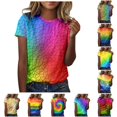 thumbnail image 1 of DHFJKG Pride Shirt For Womens Rainbow Printed T Shirts Short Sleeve Crew Neck Loose Fit Graphic Tee Trendy Tops, 1 of 5