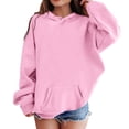 thumbnail image 1 of DHFJKG Pullover Girls Hoodies Sweatshirts Solid Color Casual Long Sleeve Round Neck Pocket Hooded Sweatshirt For Girls Stylish Athletic Wear And Active Classic Sweatshirts, 1 of 6